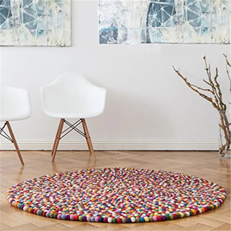 High Quality Nepalese Handmade Multicolour Felt Wool Ball Rugs -  New Design Ball Rug Felt Decoration Accessories Home Products