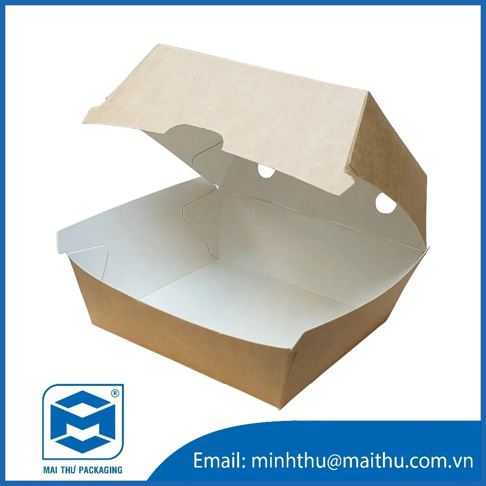 
Disposable printed paper packing burger boxes 
