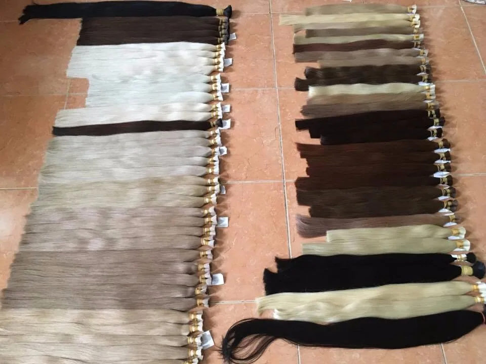 European Human Hair Double Drawn Blonde Bulk Hair