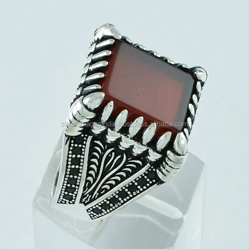 Attractive Carnelian Stone Handmade 925 Sterling Silver Ring Wholesaler India