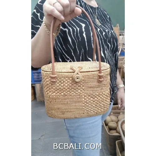 exotic hand woven ata rattan grass handbag ethnic design from bali