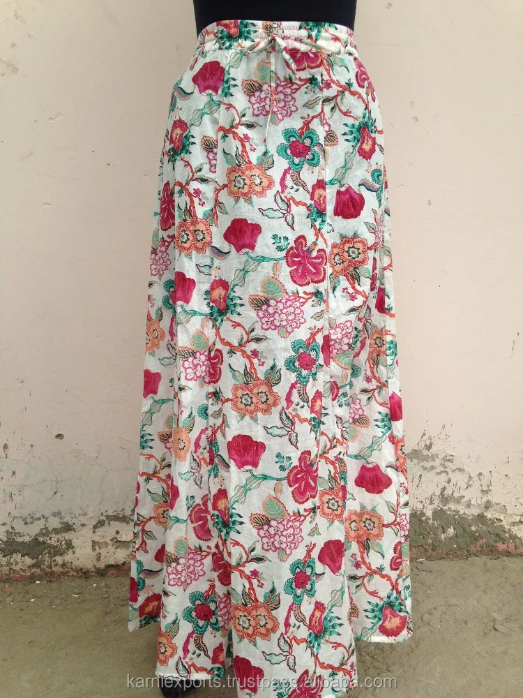 2018 latest skirt new designer skirt white color floral print skirt for girls