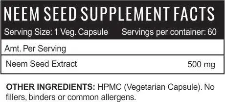 
Neem Seed Extract Capsules Azadirachta indica 500mg Anti-inflammatory and Anti-bacterial Supplement Private Label GMP ISO 