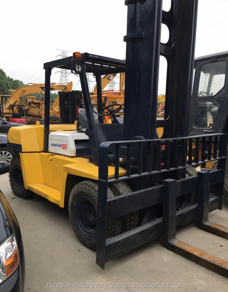 Хорошее качество 2 мачты б/у 10 тонн komatsu вилочный погрузчик FD100 для продажи/komatsu вилочный погрузчик предварительно окрашенная оцинкованная сталь) с низкой ценой