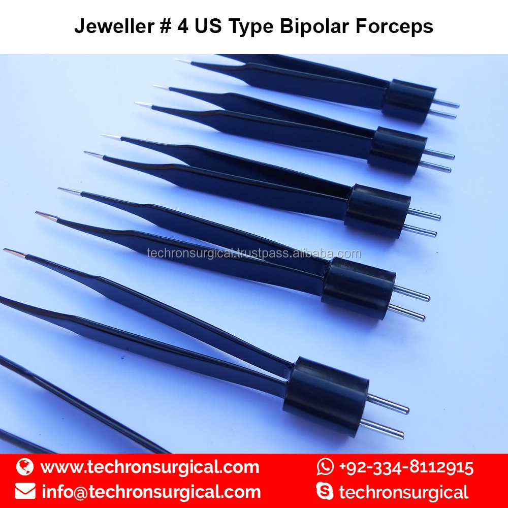 Jeweler #4 11.5cm Non-Stick Ophthalmic Electrocautery Bipolar Forceps