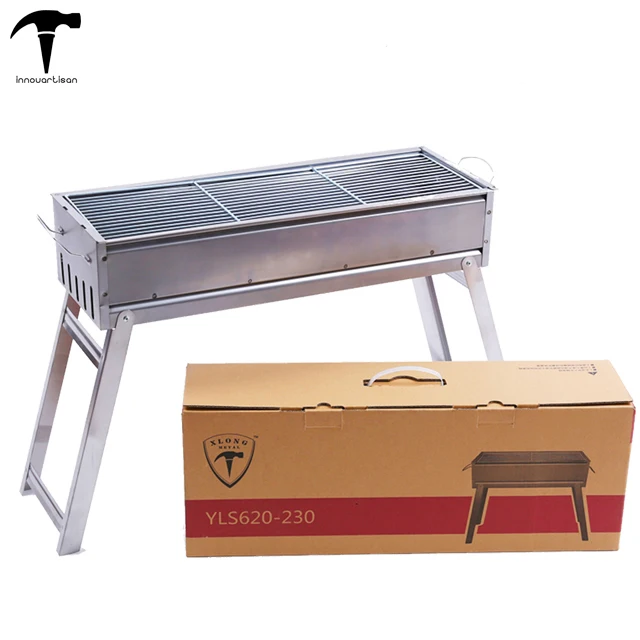 Portable disposable mini charcoal stainless steel bbq barbecue grills smoker on table folding bbq grill