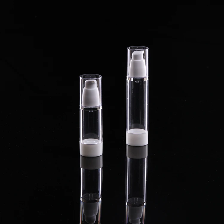 
empty cosmetic 15ml 30ml 50ml cosmetic plastic white AS airless pump lotion bottle 