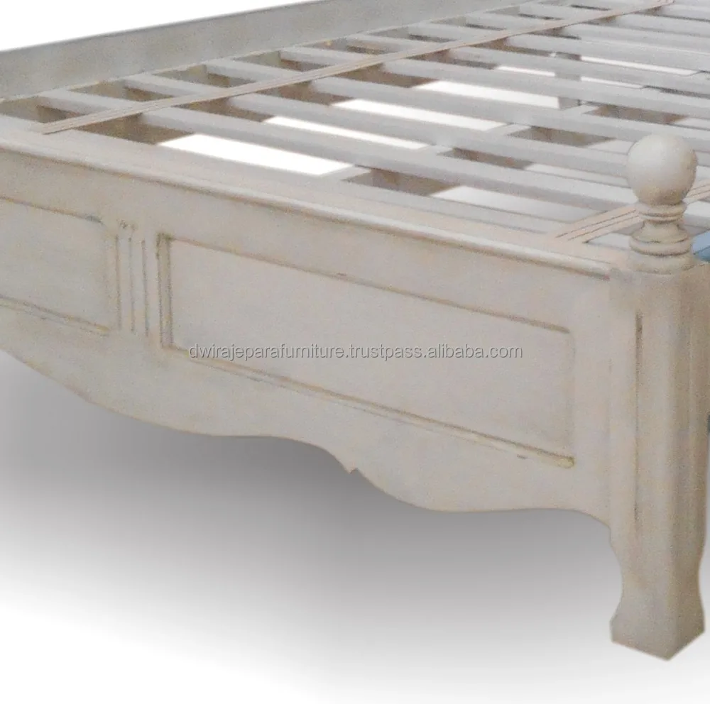 Solid Mahogany White Antique Bed Furniture