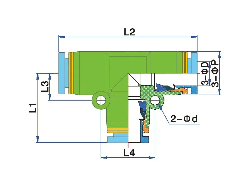 T Shape Push To Connect One Touch Tee  Fitting PUT Series Air Pneumatic 3Way Equal connector by NBPT