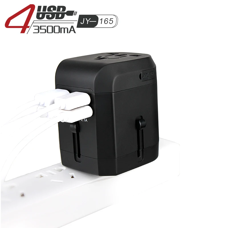 
Wontravel Multi Plug Socket AC Adaptor Travel Adapter 4 USB ports universal travel adapter 