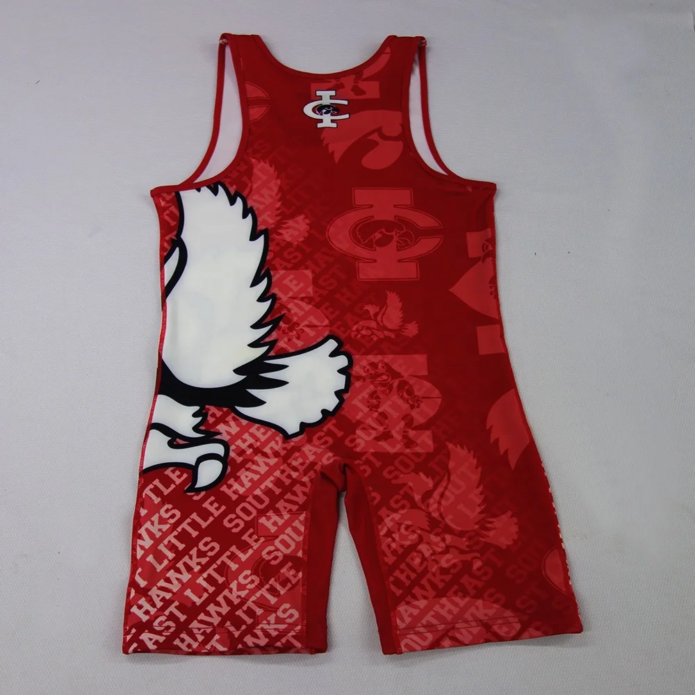 Wholesale cheap sublimated custom print wrestling singlet for men sports