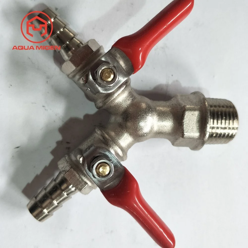 Латунь Y 3-х ходовой запорный шаровой клапан штуцера шланга на газовом топливе зажим тройник