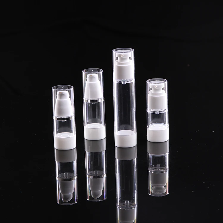 
empty cosmetic 15ml 30ml 50ml cosmetic plastic white AS airless pump lotion bottle 