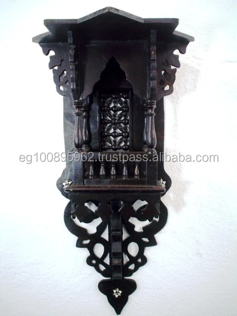 W21 Antique Style Rustic Premitive Wood Wall Shelf Console