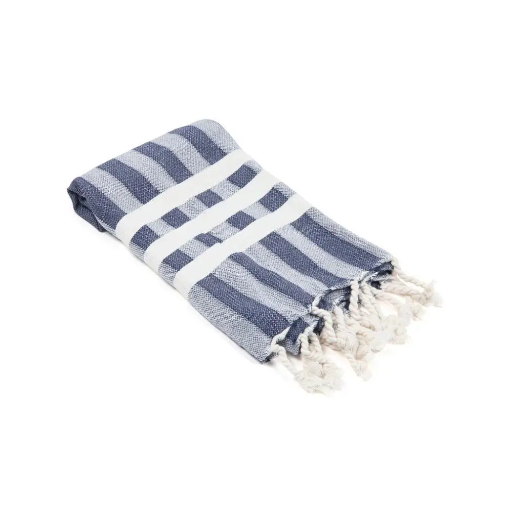 High grade light weight 100% cotton double side fringes peshtemal  woven striped golf turkish hammam hand bath towel