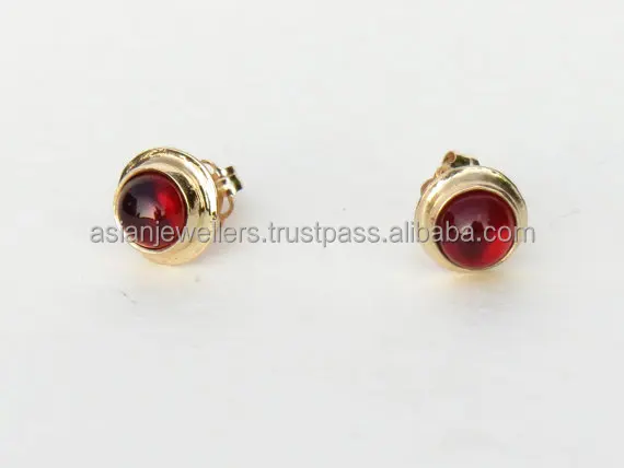 silver Garnet Earring Vermeil Gold 925 Sterling Silver Gemstone Earring Handmade Silver Jewelry