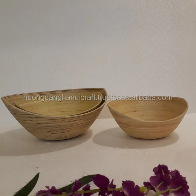 
Trully natural bamboo bowl, Natural color bamboo bowl with oval glosbe 