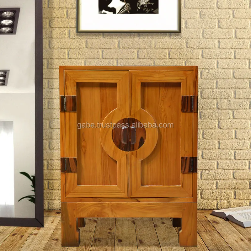 Cabinet Oriental Small Natural Colour Teak Wood Furniture, Oriental Wooden Furniture Handmade from Indonesia