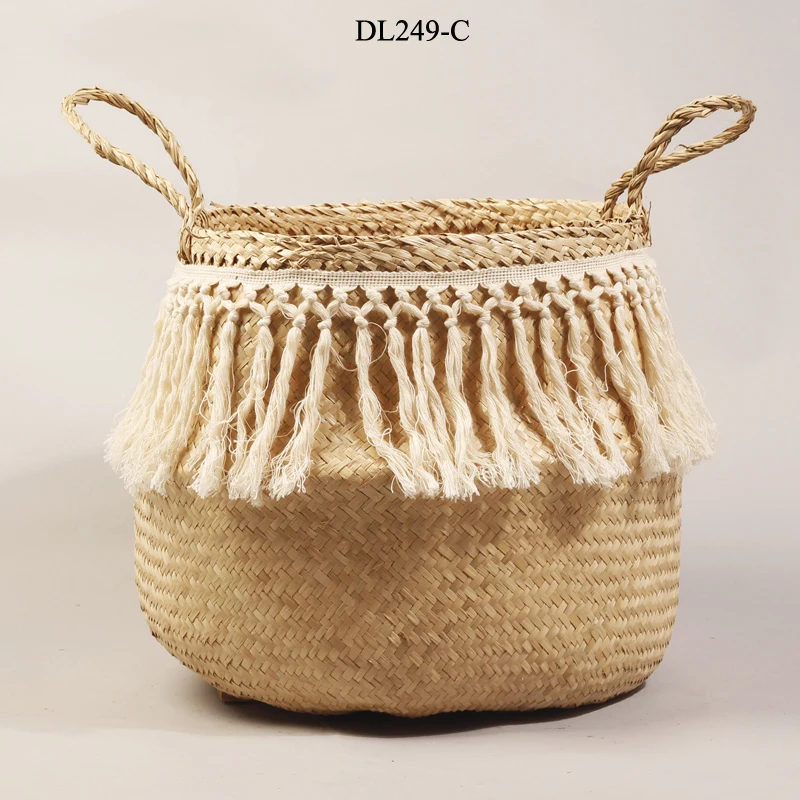 Vietnam Factory Audited Wholesale Smeta Certificate Good Sale Seagrass Storage Basket PC Material Beach Bag Shopping Kitchen Use