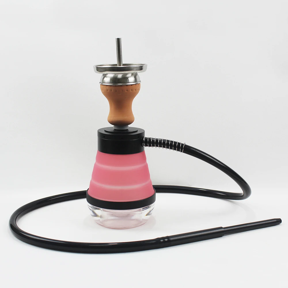 Portable shisha retractable hukka silicone chicha mini led hookah with bag