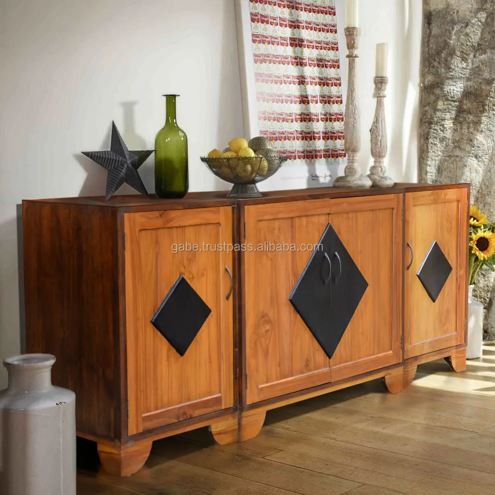 Buffet Console Brazil 4 Doors Natural Teak Wood Furniture