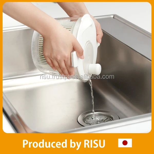 Quick dry and Multi function mixing bowl plastic salad spinner & mixer with compact whisker made in Japan