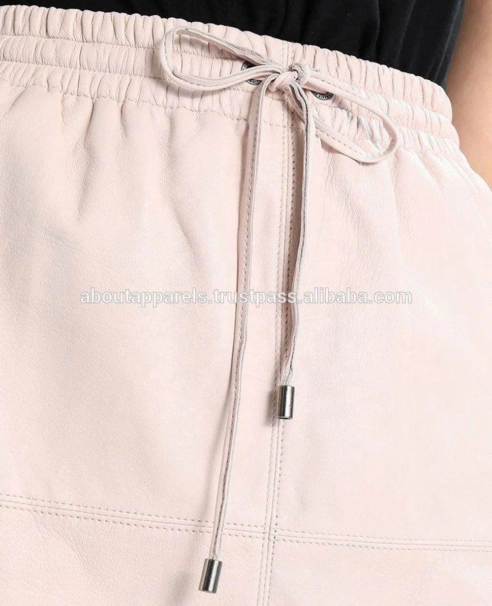 Ladies Sexy Look Sheepskin & lambskin Leather Mini Skirt, Floral Embroidery Mini Skirt Fashion Ladies Black Skirts Leather