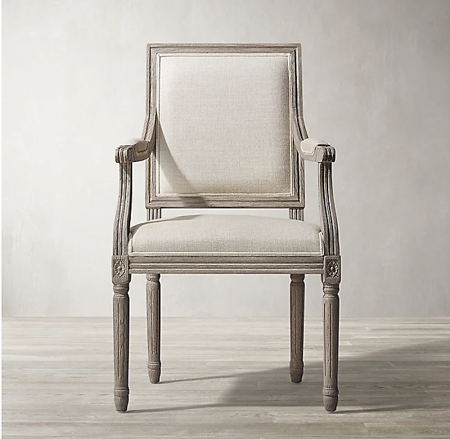 Vintage french sqaure fabric arm chair