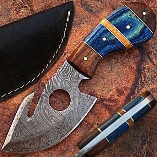 Нож для кожи из дамасской стали