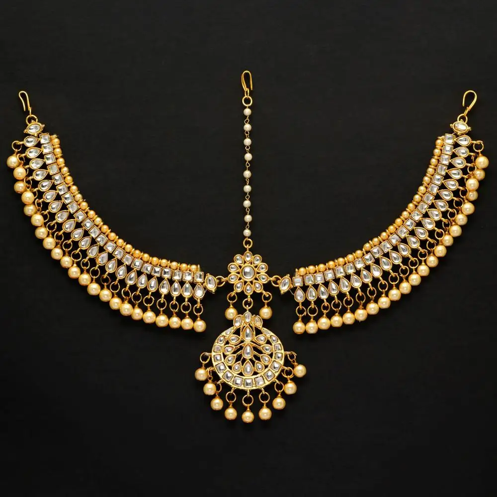 Green Color Kundan Work Matha Patti