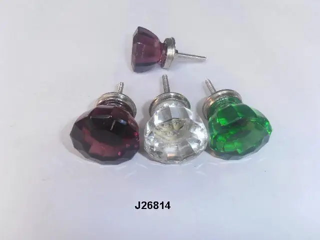 Multi Colour Glass Knob With Screw and Nut Available in all Colors Cabinet Knob Drawer Pulls for Home Office and Kitchen