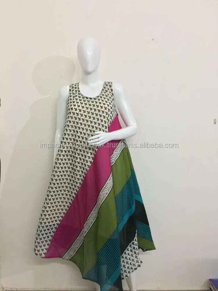 Coastline Exclusive Plaid Pattern Maxi Dress Casual Beach Umbrella Cut with Long Stretchable Lining Evening Collection