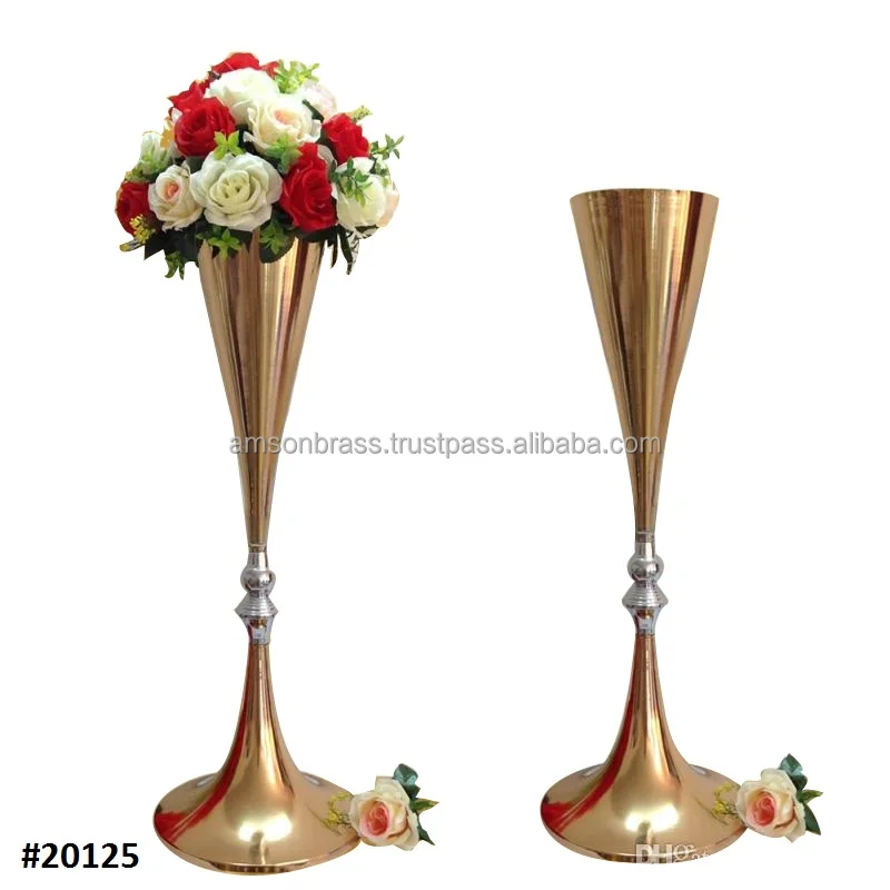 
Table Wedding Decor Black Shiny Finishes Trumpet Flower Vase 