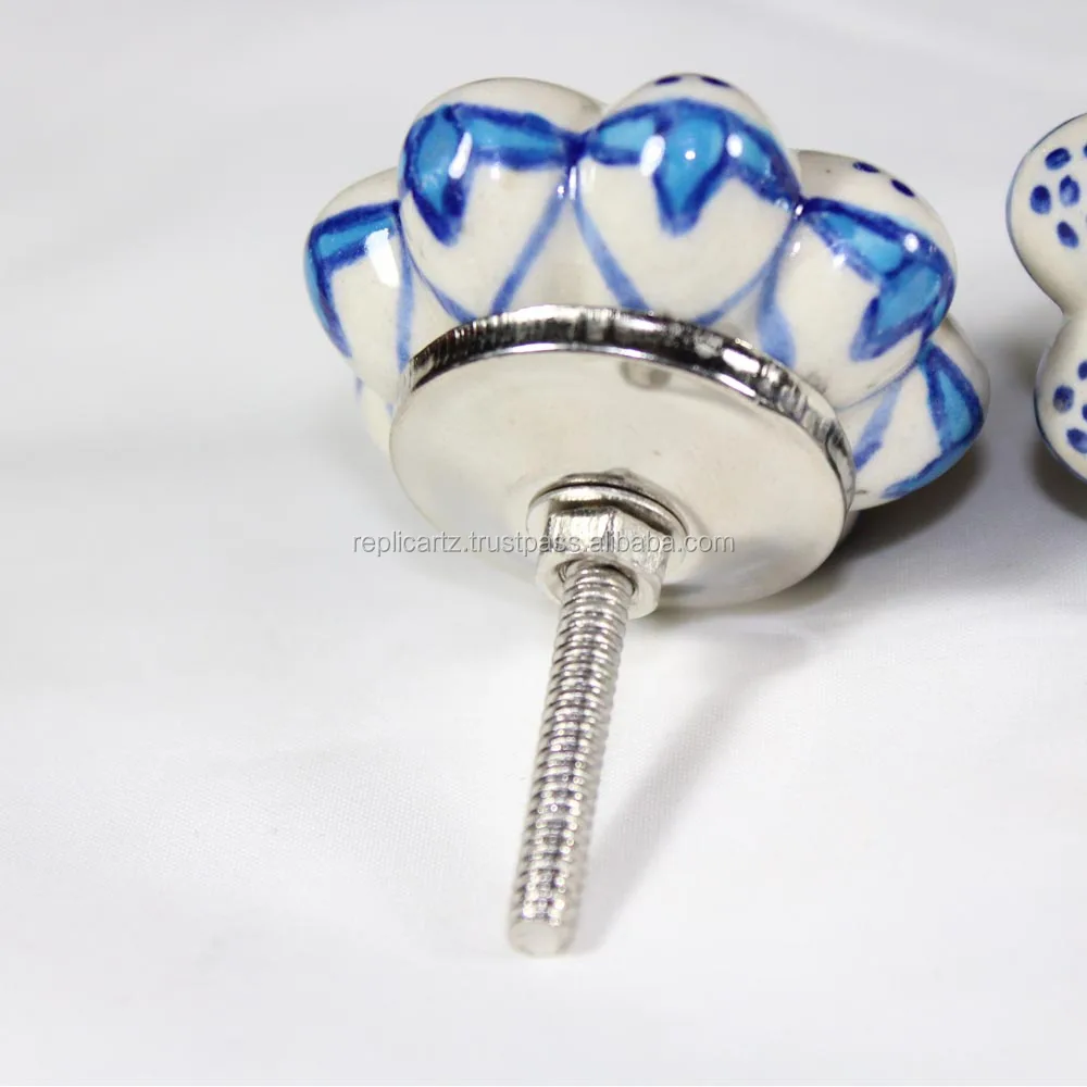 High Quality Handmade Ceramic Blue White Door Knobs Handmade Knobs Cabinet Knobs Ceramic