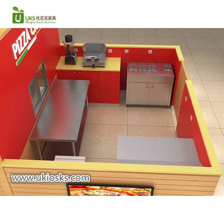 12X14ft Commercial Fast Food Pizza Kiosk & Shop Counter Design for Shopping Mall