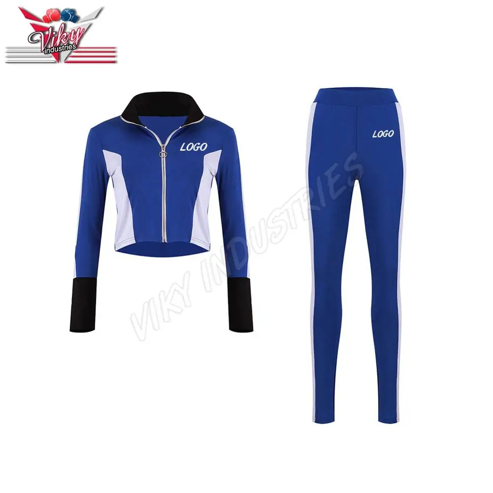 Casual Women Tracksuit 2Pcs Ladies Long Sleeves Crop Top Zipper Sweatshirt Coat Pants Set Lounge Wear Casual Suit