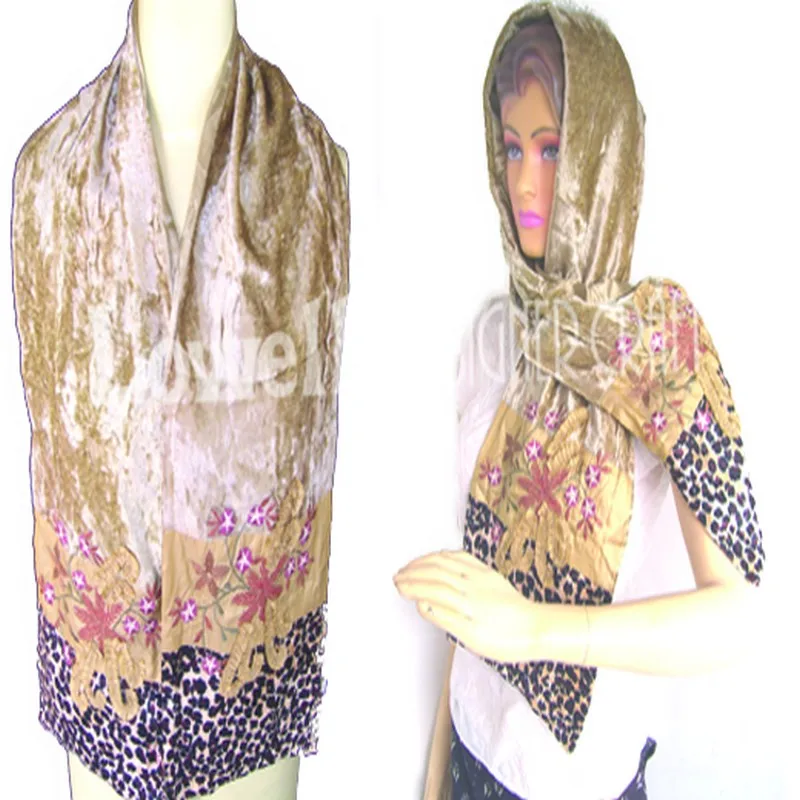 Scarf Vintage Multicolor velvet Shawl Extra Rare Wrap