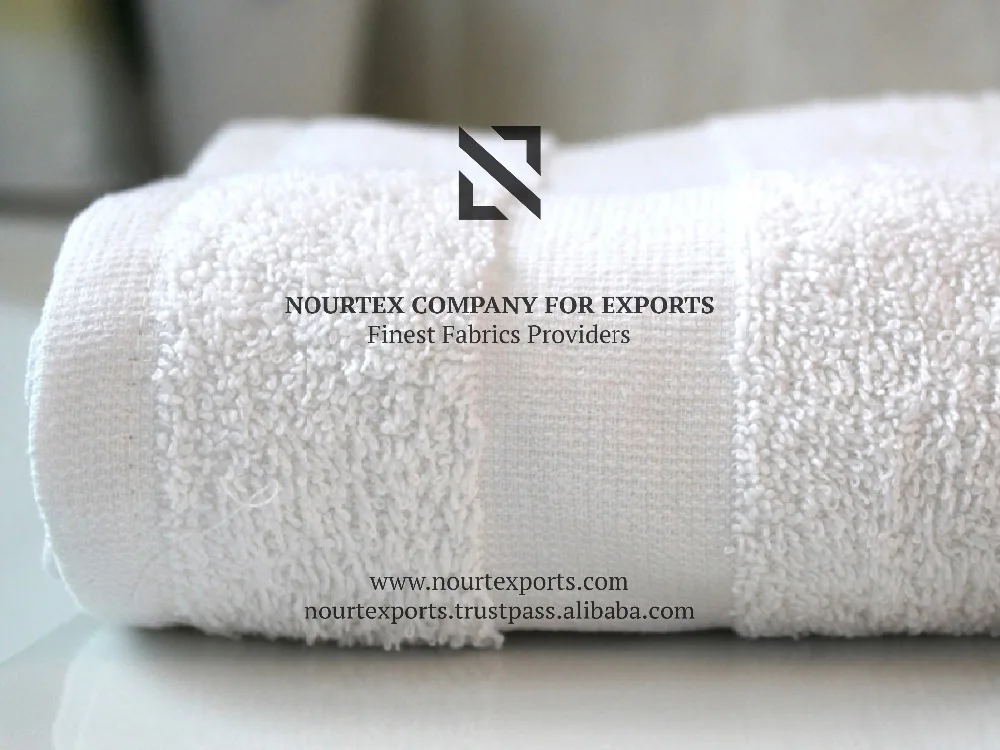 
Plain White Terry Bath Towel with Dobby Border 