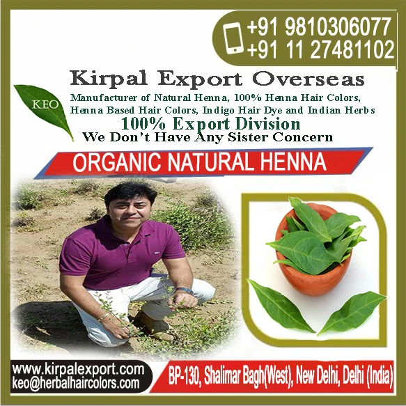 manufacturer 100% Organic Herbal dye hair with henna Real Triple Refined Shifted Henna Based Hair Color OEM exporter powder form