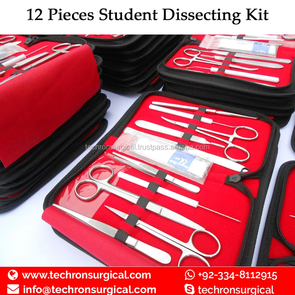 12 Pieces Doctor Student Advanced Surgery/Anatomy Dissecting Tools Kit Makers In Pakistan Surgical Instruments Factory