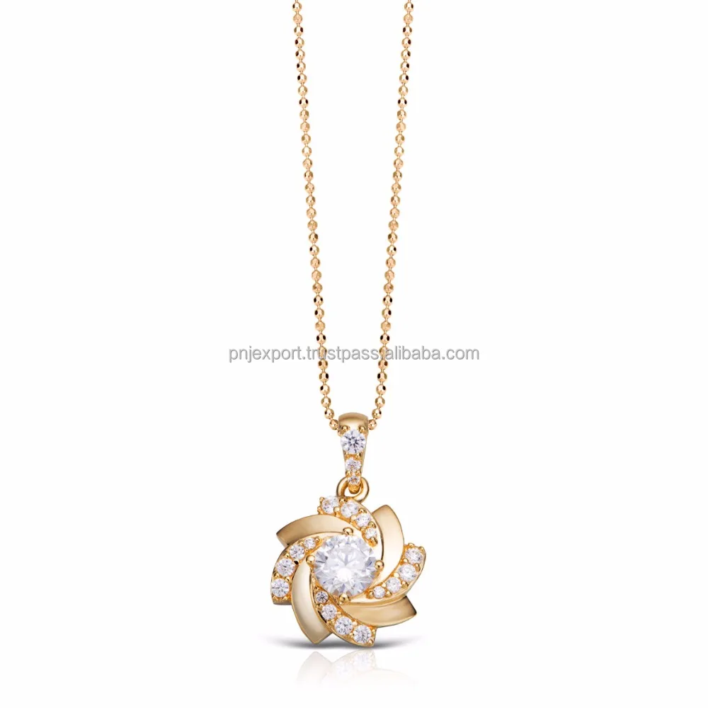 OEM ODM Latest Trend Women Jewelry Set 18K Solid Gold Jewlery Ring and Pendant with Cz - PNJ Brand - Vietnam Stylish Flower