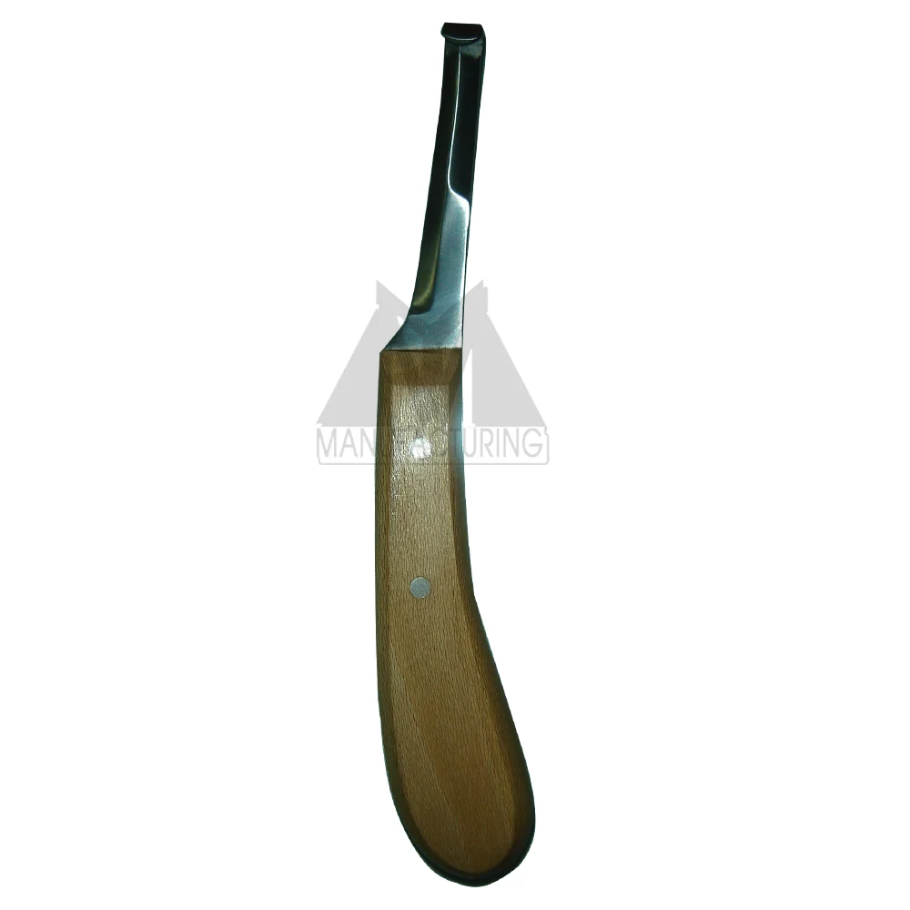 Stainless Steel Hoof Knife With Wood Handle Veterinary Instruments Wholesale Hoop Knife Made In Pakistan