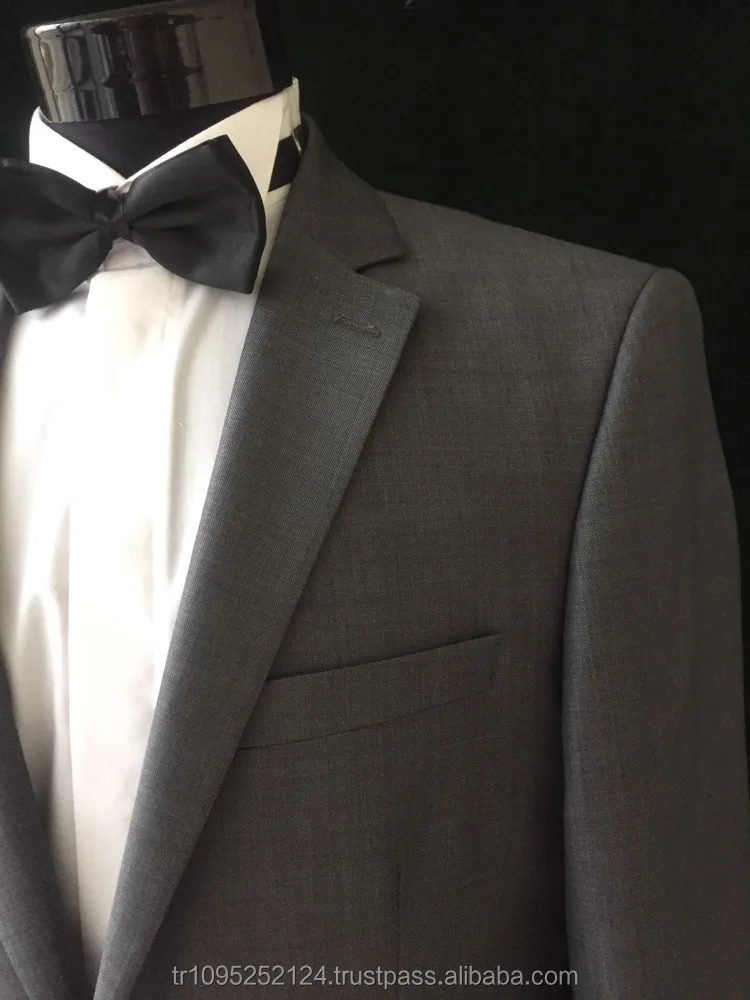
High Quality 2 Piece Grey %100 Wool Business Man Suit 