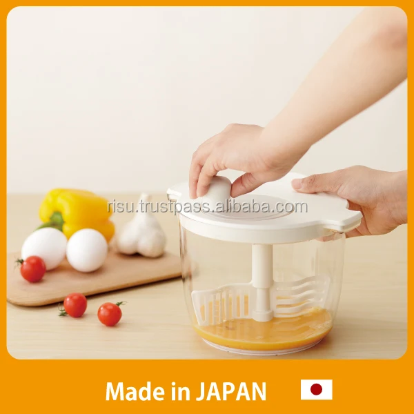 Quick dry and Multi function mixing bowl plastic salad spinner & mixer with compact whisker made in Japan