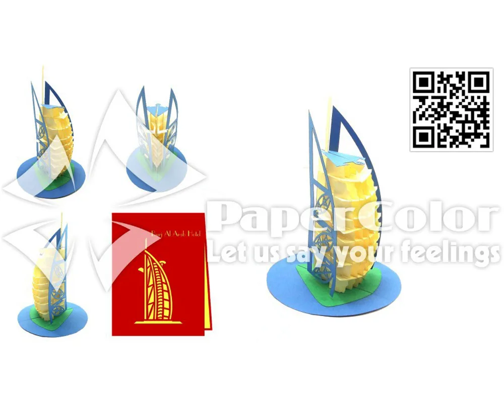 
Burj al Arab hotel - Dubai cheap 3D Pop-up greeting card Vietnam handmade 