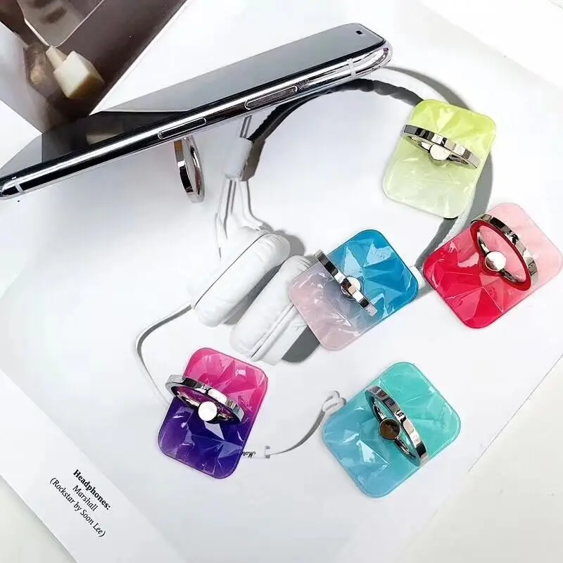 mobile phone accessories 2019 funny acrylic marble design colored cell phone finger ring phone holder