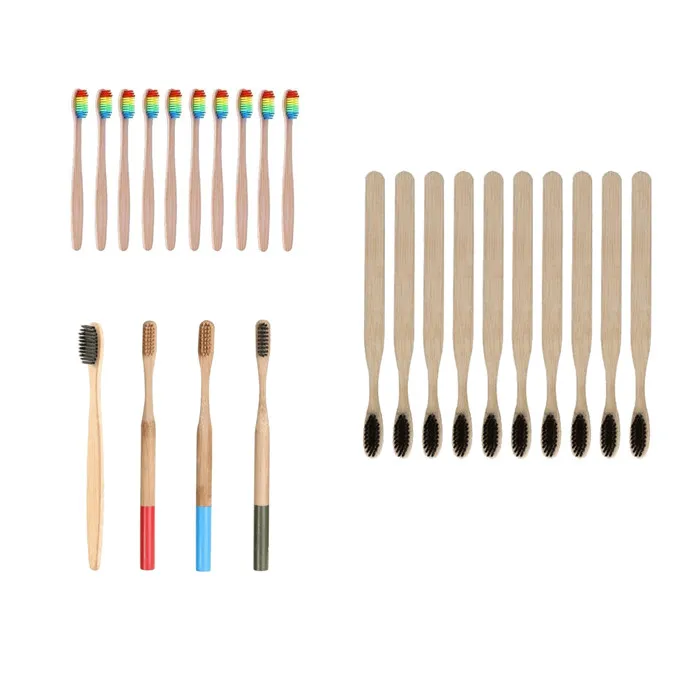 Biodegradable Eco-Friendly Natural Soft Bamboo Charcoal Toothbrush Tongue Scraper Cleaner Brushes