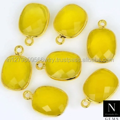 10x12mm gemstone connector 24k gold plated octagon shape single bail link supply