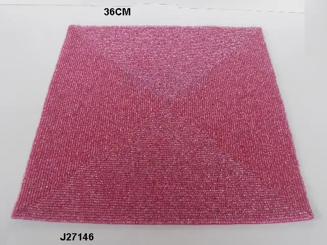 
White border Glass bead place mats and coasters in square shape 