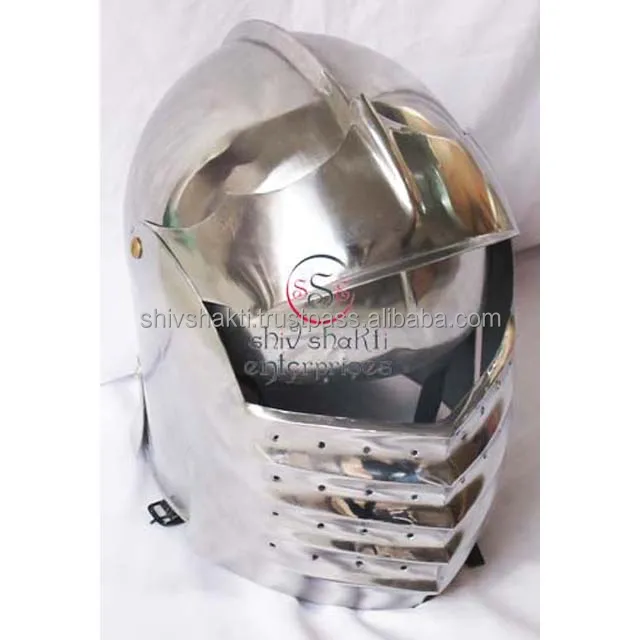 Средневековый немецкий доспехи в стиле бюргонет шлем металлическая поделка рыцарь Ларп носимые костюм для Хэллоуина